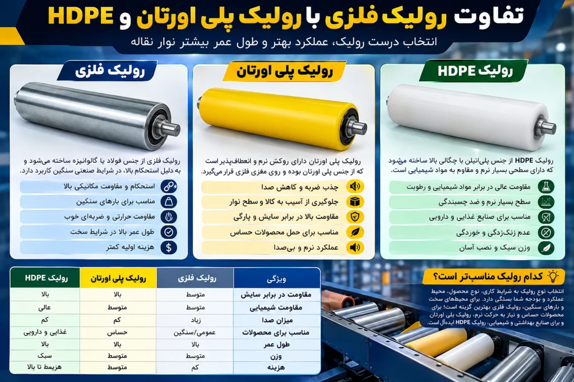 تفاوت رولیک فلزی با رولیک پلی اورتان و HDPE